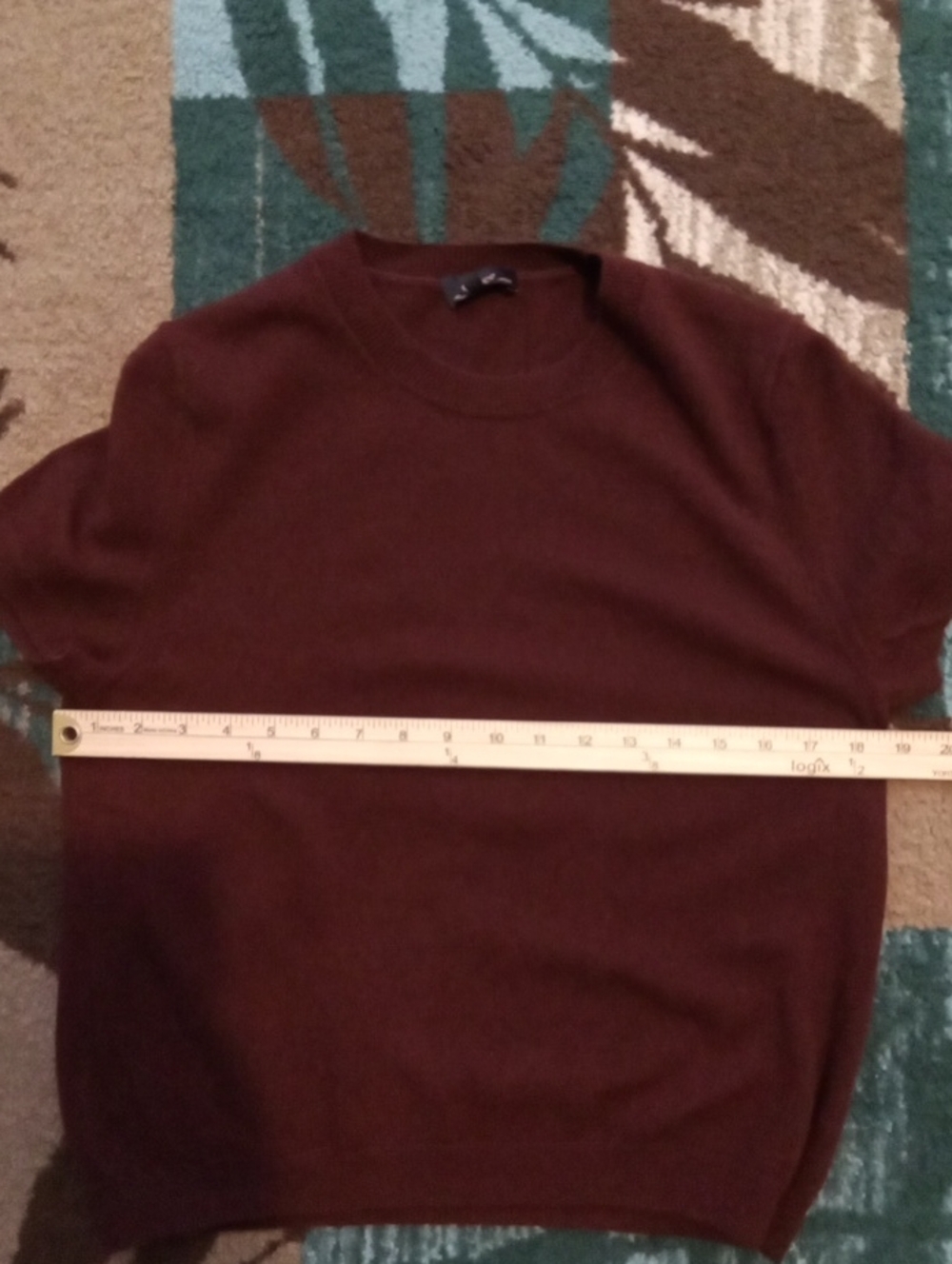 Quince Mongolian Cashmere Short Sleeve Burgundy Quiet Luxy Minimalist Sz LARGE View 5